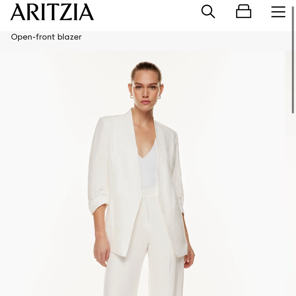 Aritzia babaton open front linen blazer